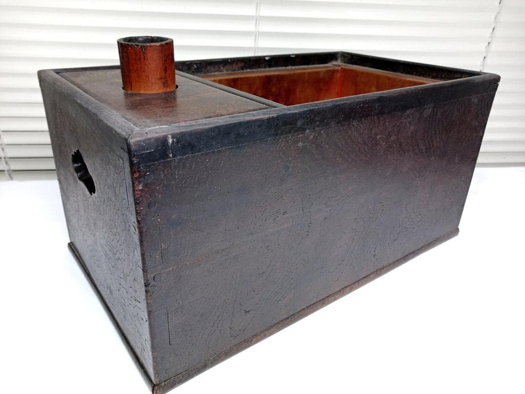 囲炉裏 江戸火鉢 長火鉢 無垢欅 銅落とし 手あぶり火鉢 小型 ミニサイズ