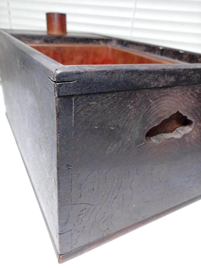 囲炉裏 江戸火鉢 長火鉢 無垢欅 銅落とし 手あぶり火鉢 小型 ミニサイズ