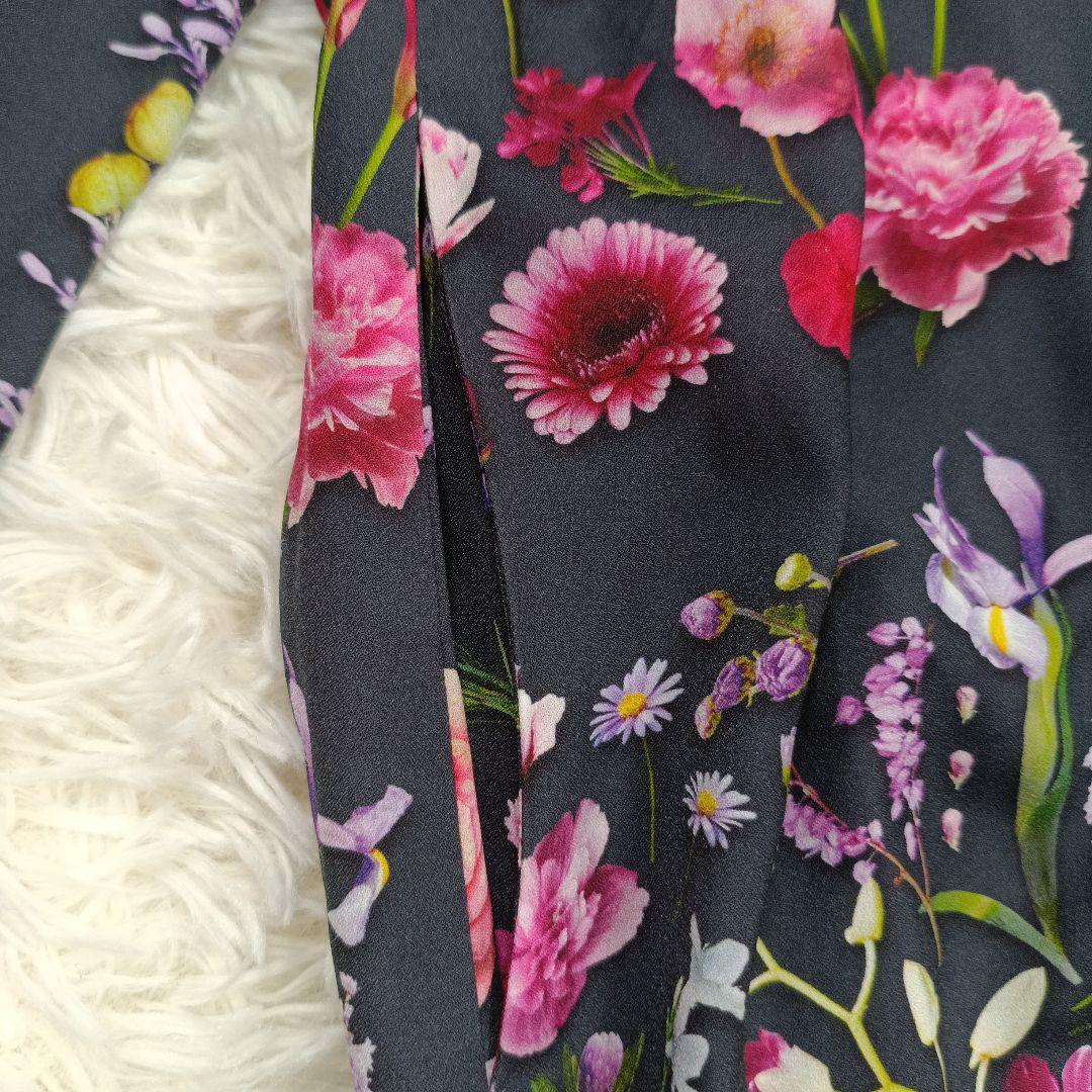 近年 極美品✨シビラ　フラワー フォトプリントドレス　M　七分袖　ロング