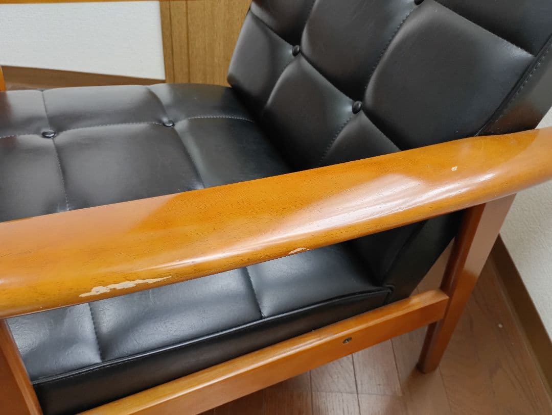 カリモクKチェア 1シーター　ws1150BW 1人掛けソファ 黒　1998年製