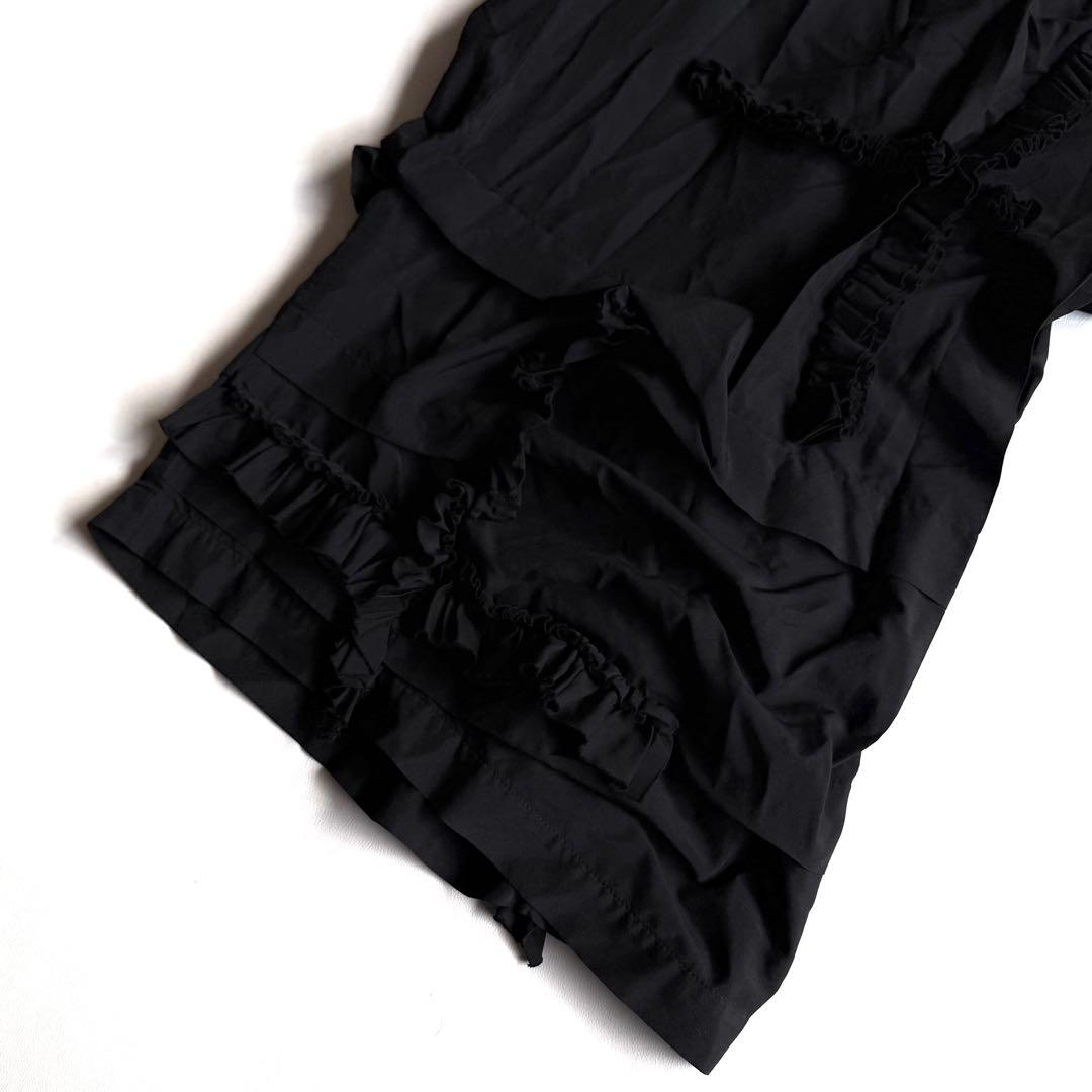 《美品》 コムデギャルソン ポリ縮 フリル ワイドパンツ ブラック S