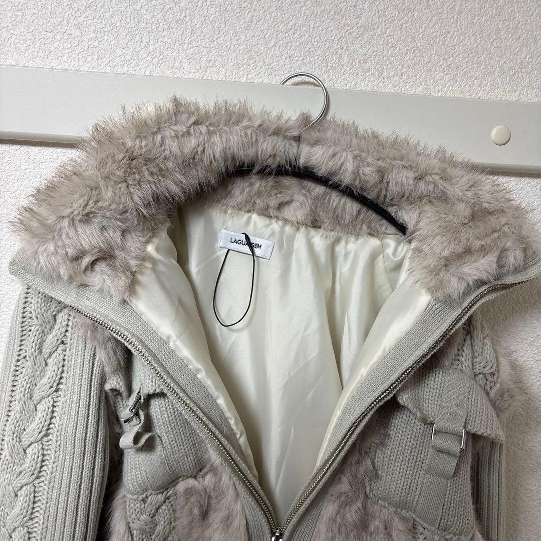 ラグアジェム laguagem CABLE KNIT FAUX FUR ブルゾン
