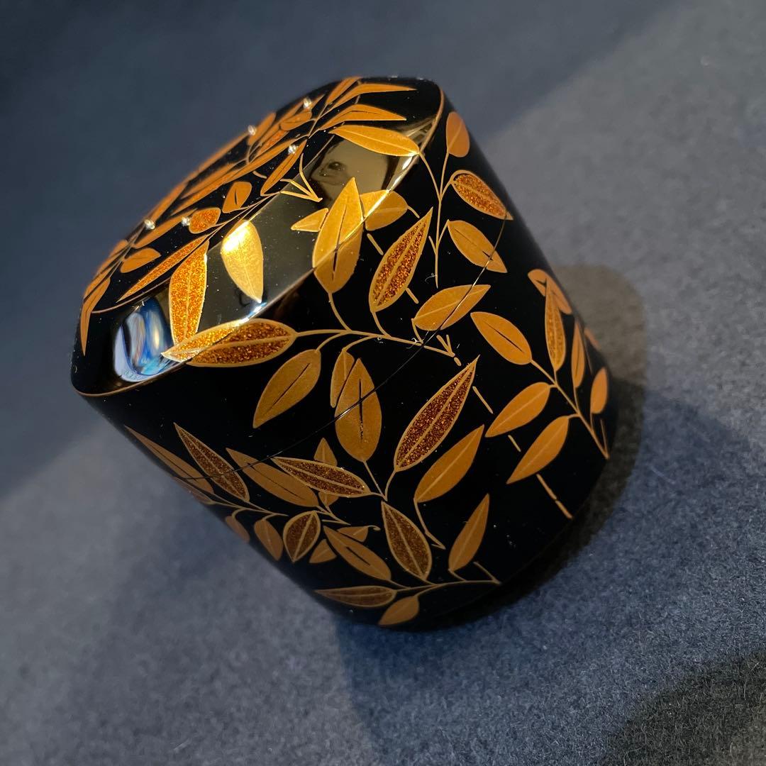 茶道具『雪吹 笹露 棗』輪島塗の名工【茶平 一斎】(作)共箱　※美品