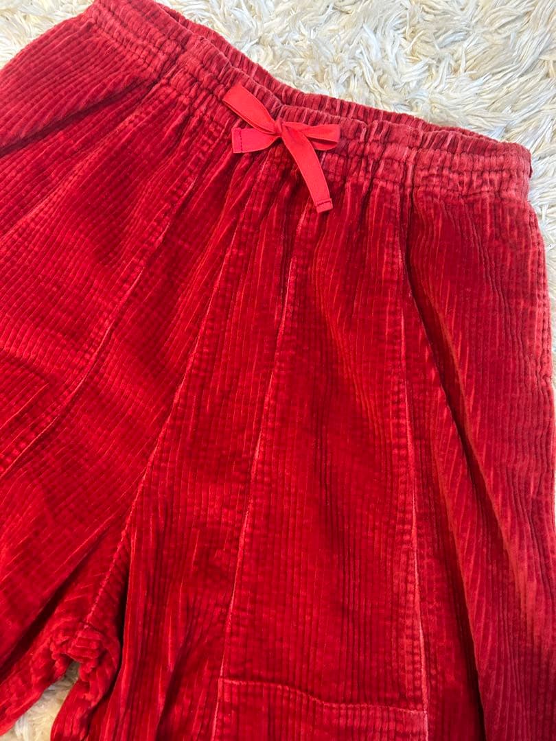 【期間限定】needlesヒザデルパンツ 赤 コーデュロイ