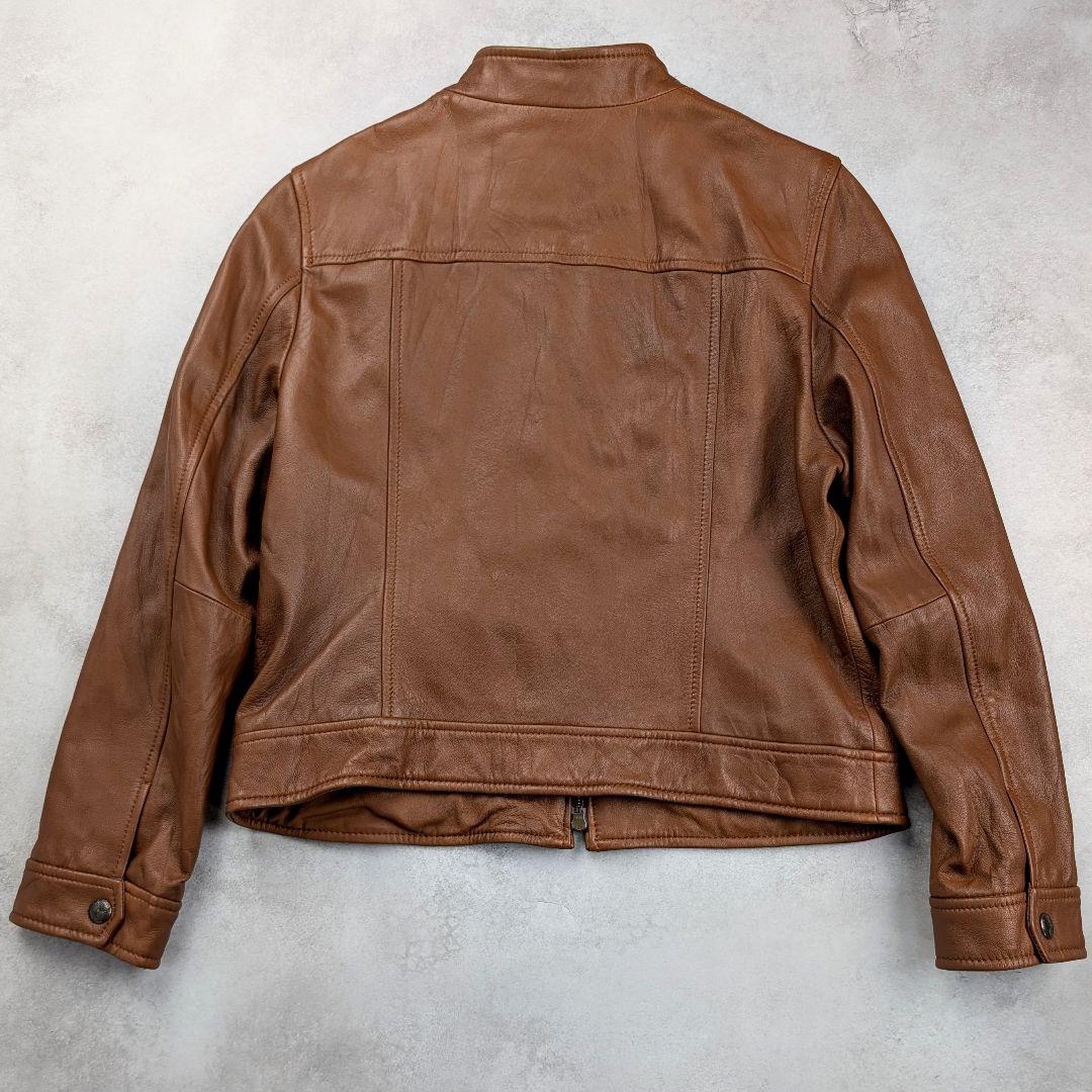 【大きいサイズ】23区 レディース シングルライダース 羊革 ブラウン