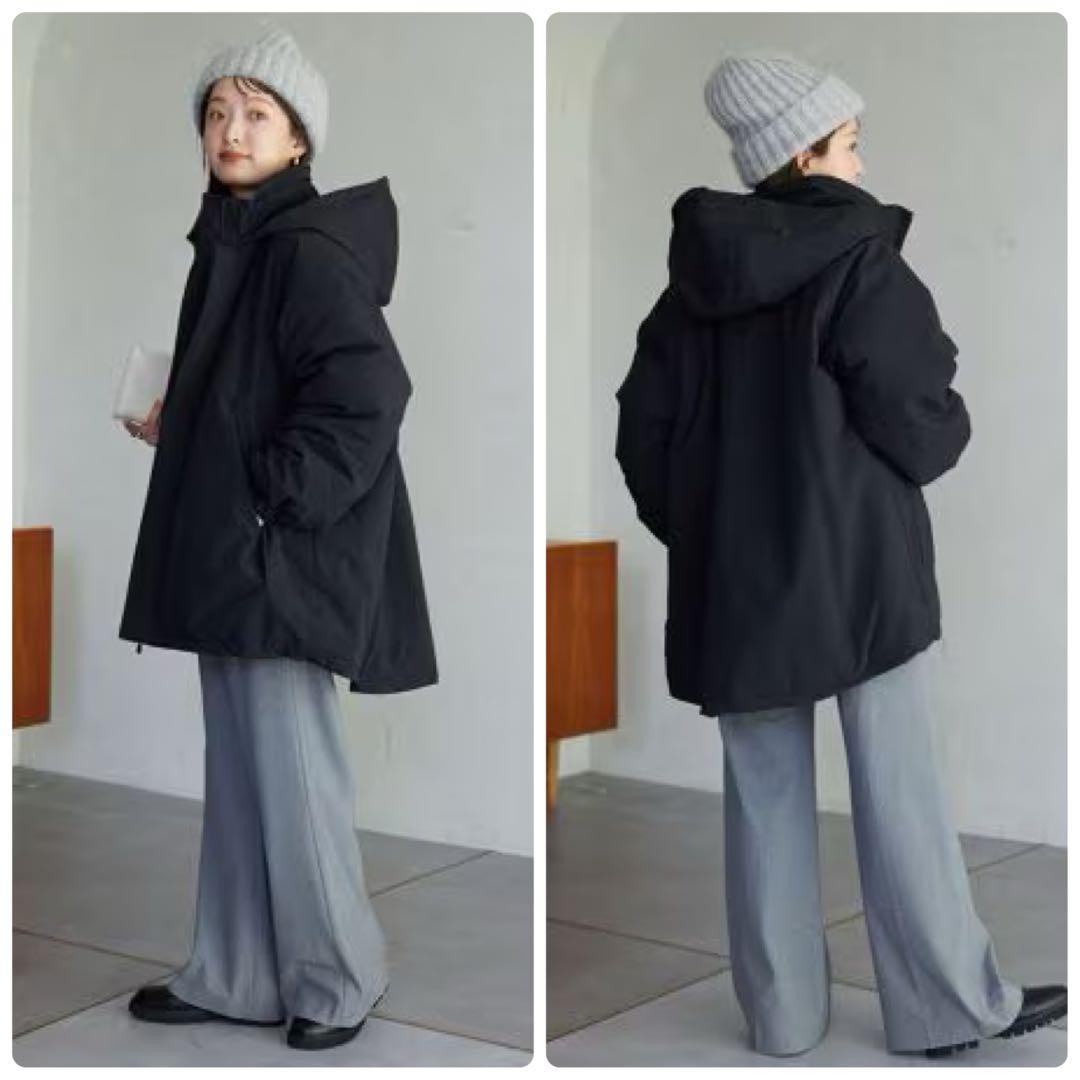 スローブイエナ ポリエステルタッサー中綿モンスターパーカーブルゾン ブラック