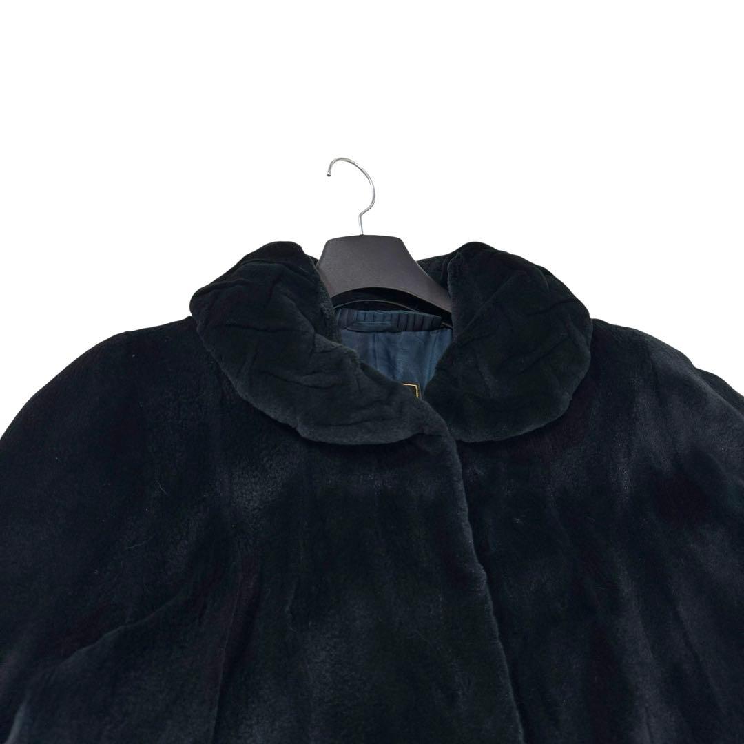 エンバ ミッドナイトブルー シェアードミンク ロングコート レディース XL