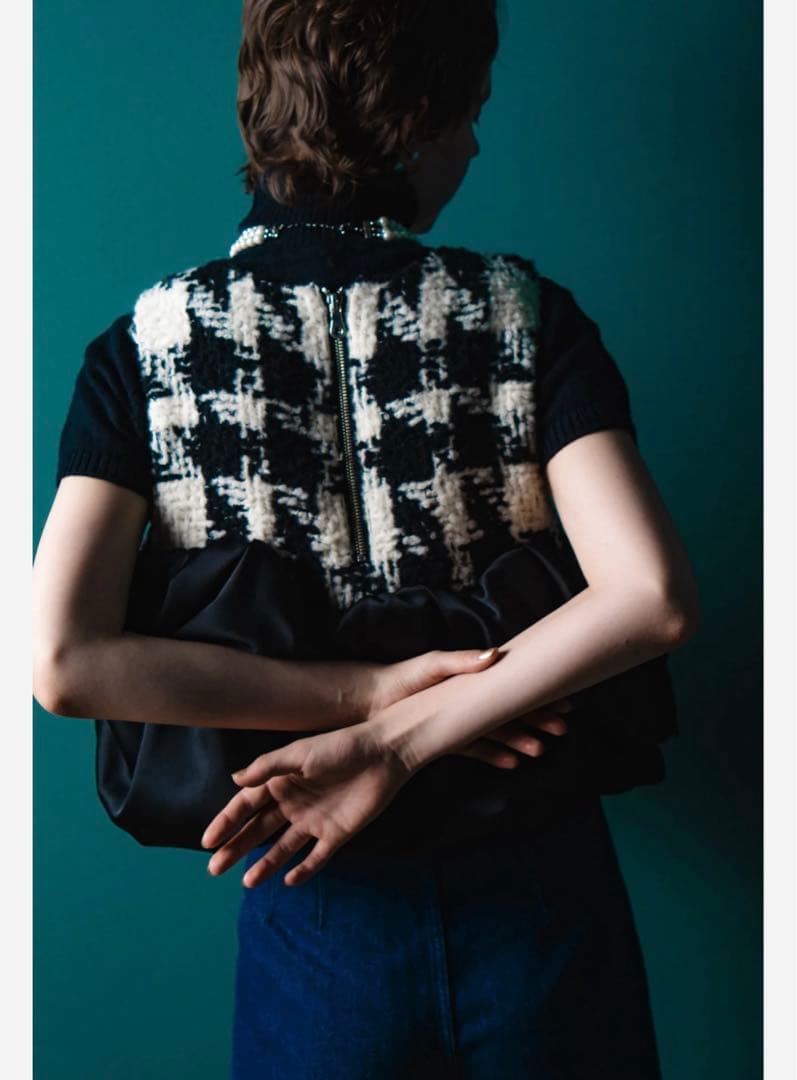 sheller シェリエ gingham tweed bloom tops