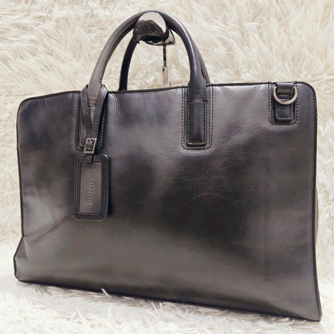 美品 マザーハウス ビジネスバッグ アンティーククラシッレザー A4 ブラック