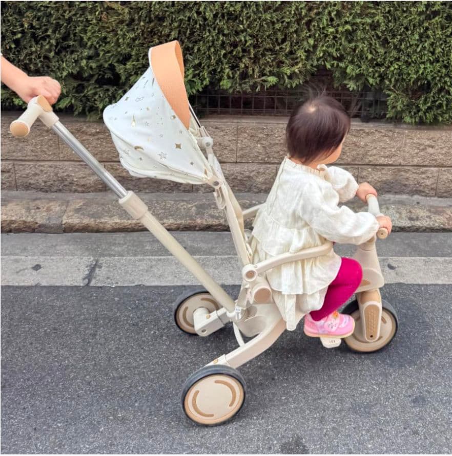 【新品】多機能三輪車 ベージュ 7in1 折りたたみ式 安全設計1歳〜5歳