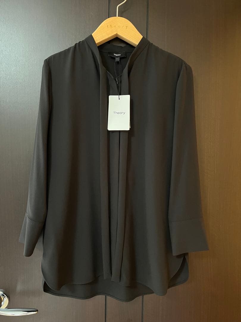 新品　theory ボウタイブラウス　ブラック　黒　P