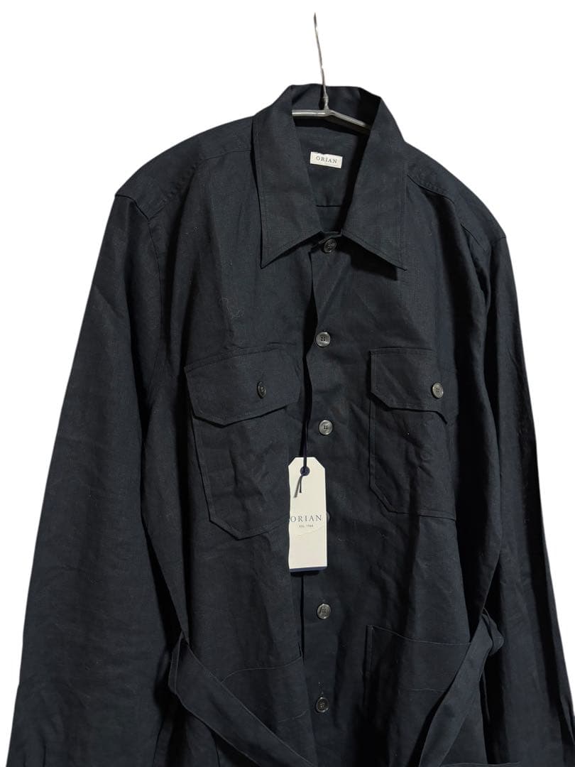 【新品タグ付】ORIAN LARMY リネンコットン サファリジャケット L 黒