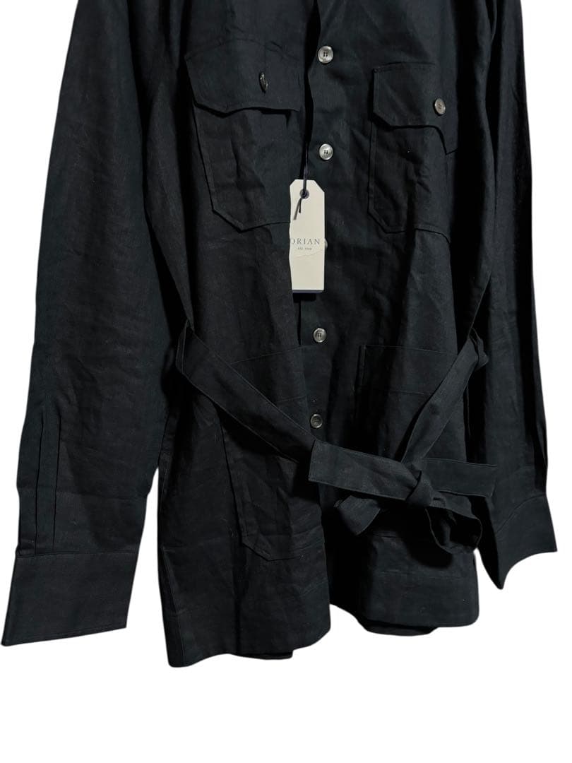 【新品タグ付】ORIAN LARMY リネンコットン サファリジャケット L 黒
