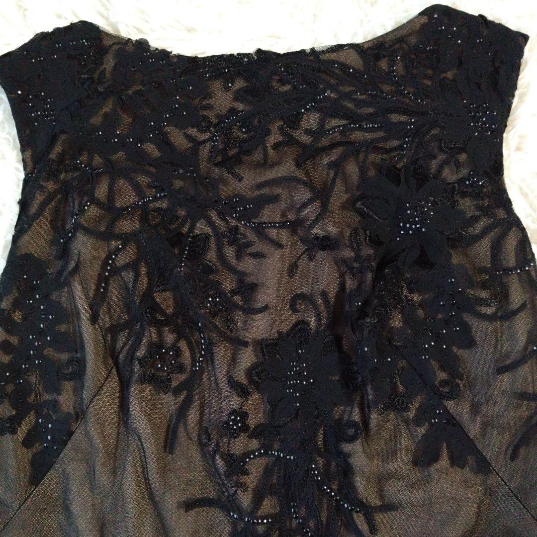 美品✨タダシショージ ワンピース　ブラック レース　刺繍　スタッズ　プリーツ