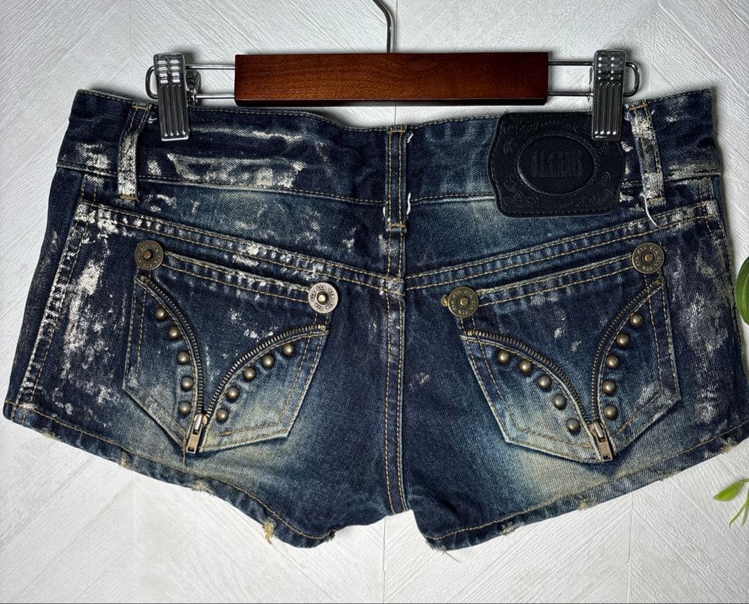 d.i.a.y2k平成ギャル　スタッズラメダメージデニムショートパンツサイズ25
