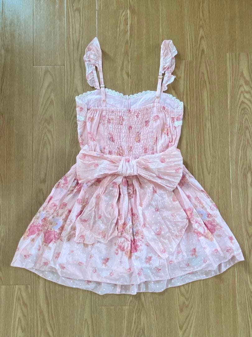 LIZ LISA 花柄リボンキャミワンピース チュニック ミニワンピ ピンク