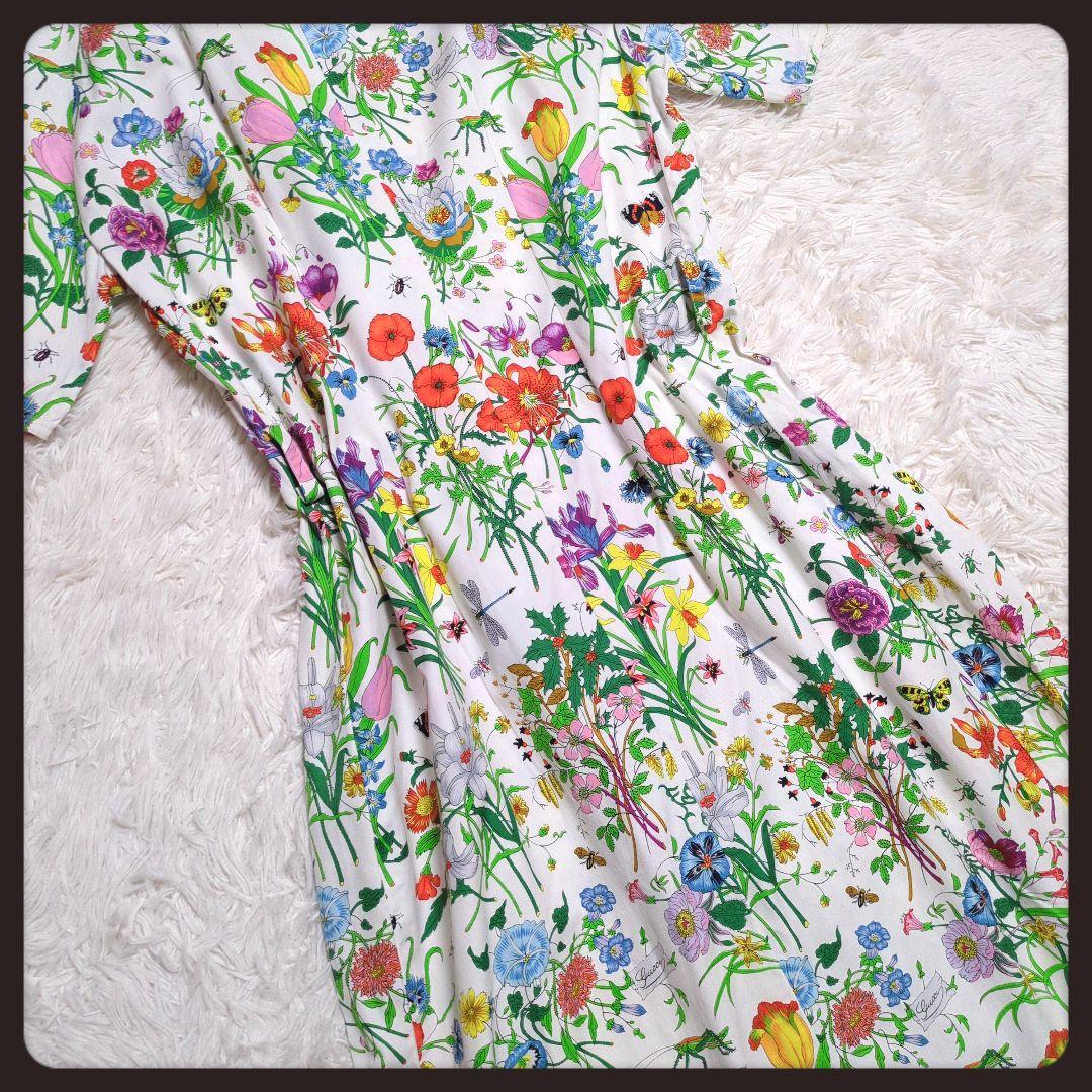 【入手困難・良品】グッチ☆GUCCI ワンピース フローラ 花柄 3L ホワイト