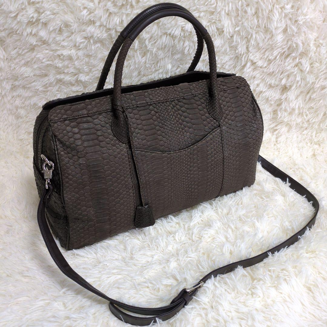 定価30万!!!大容量 ダイヤモンドパイソンレザー ボストン2way 極上マット