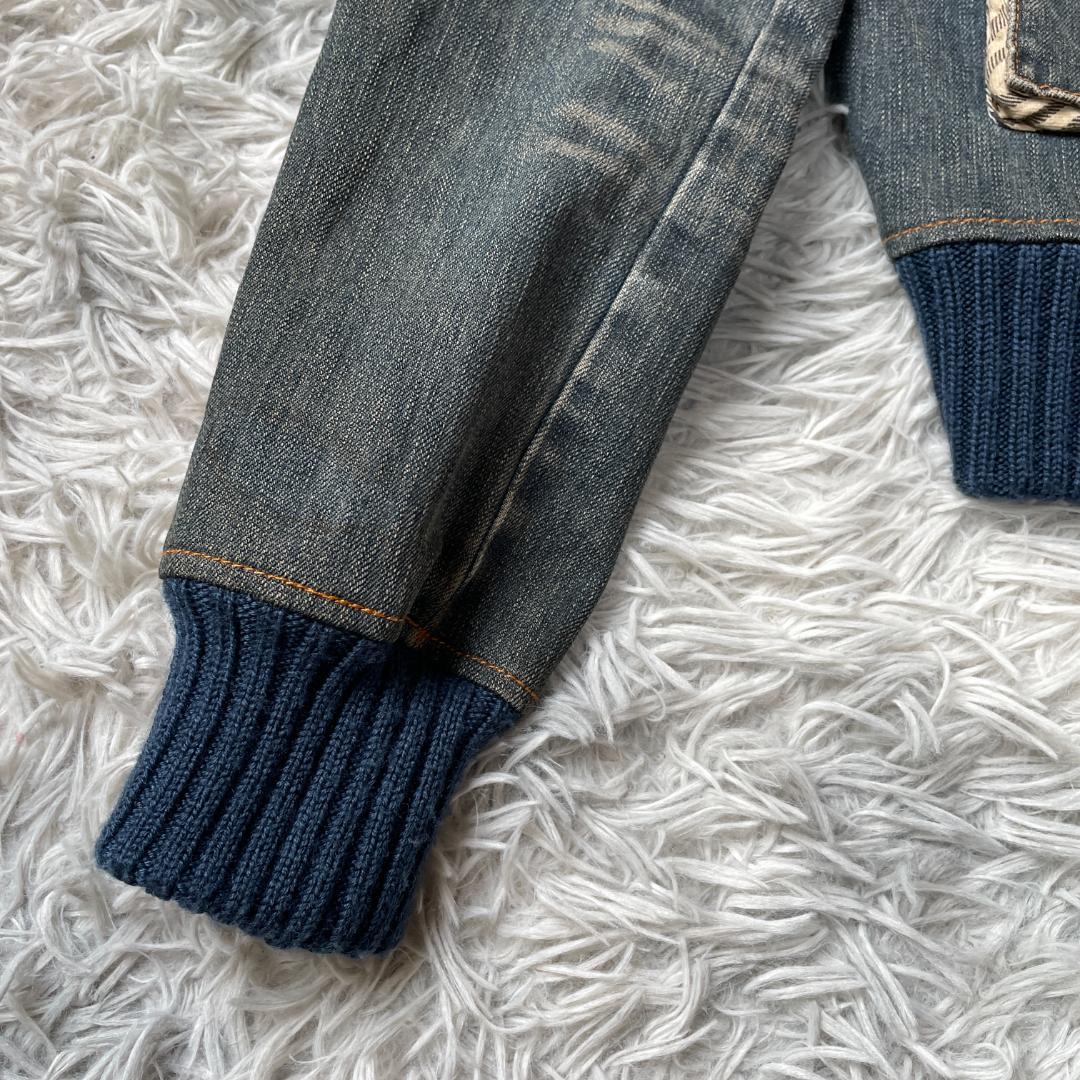 バーバリー ブルーレーベル デニムジャケット リブ切替 ヴィンテージ加工 38