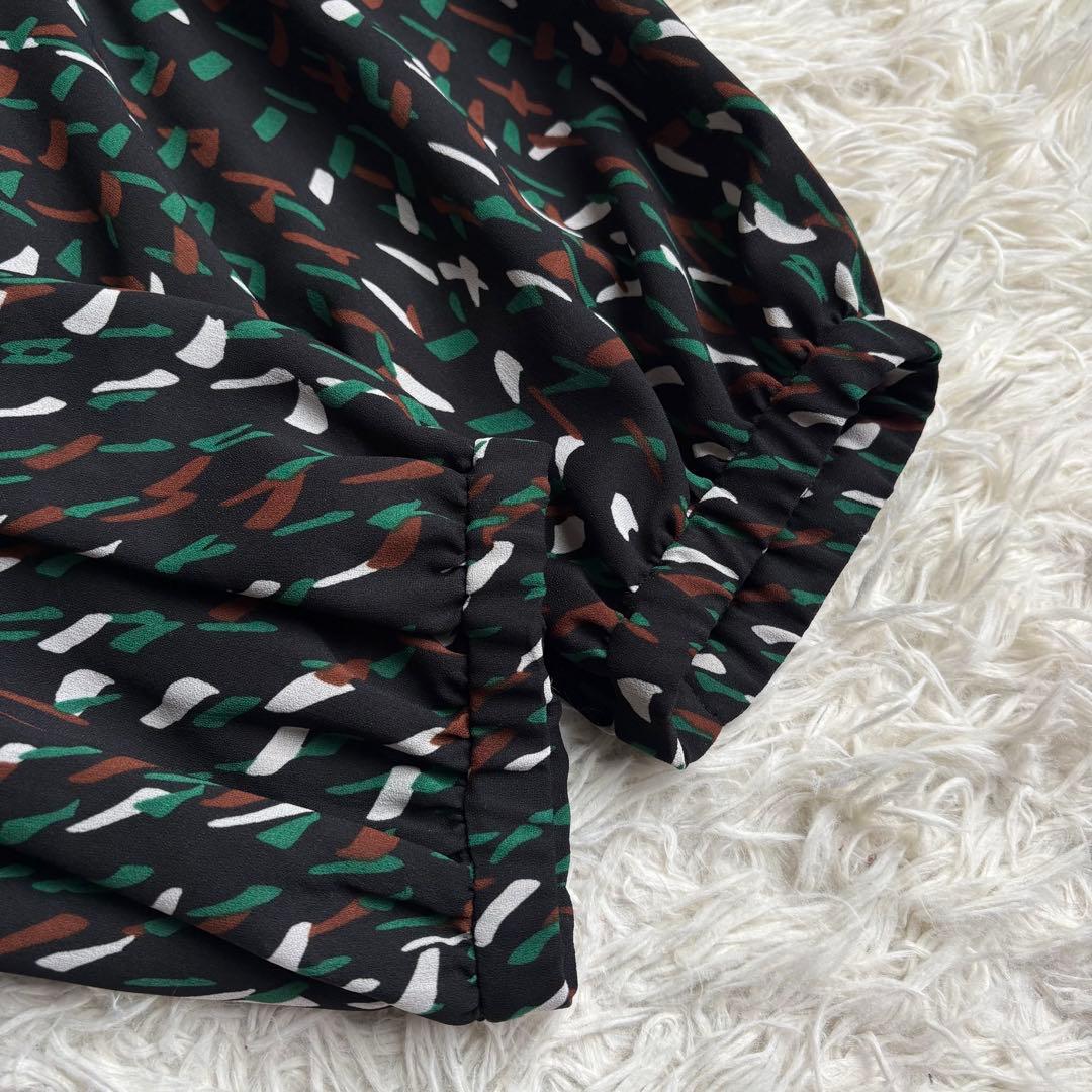 未使用級 22年♡レリアン プリントバルーン七分袖ブラウス チュニック 13+