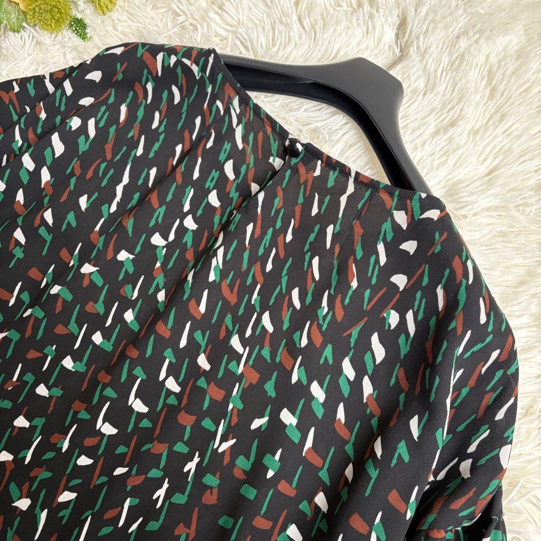 未使用級 22年♡レリアン プリントバルーン七分袖ブラウス チュニック 13+