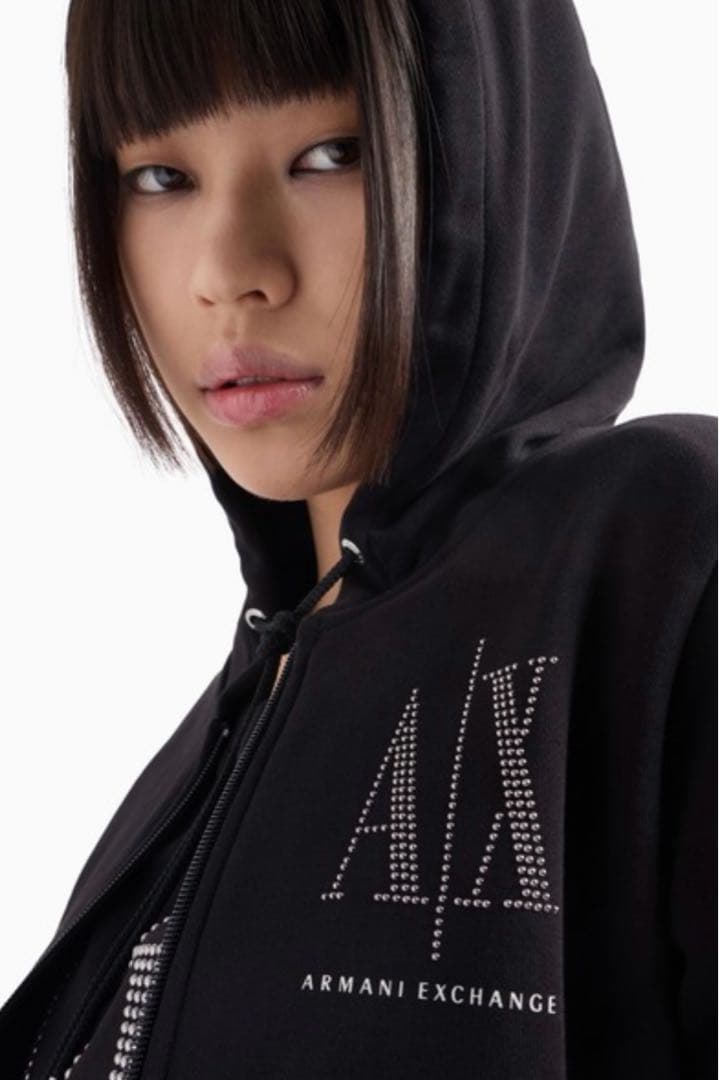 【美品】アルマーニエクスチェンジ　スタッズICON　ジップアップスウェットパーカ