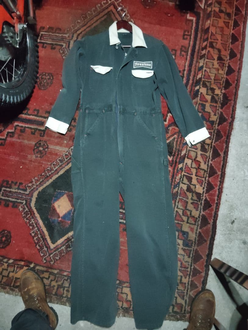 60s 70s　刺繍　ワッペンFirestone 　ファイヤーストーン　つなぎ