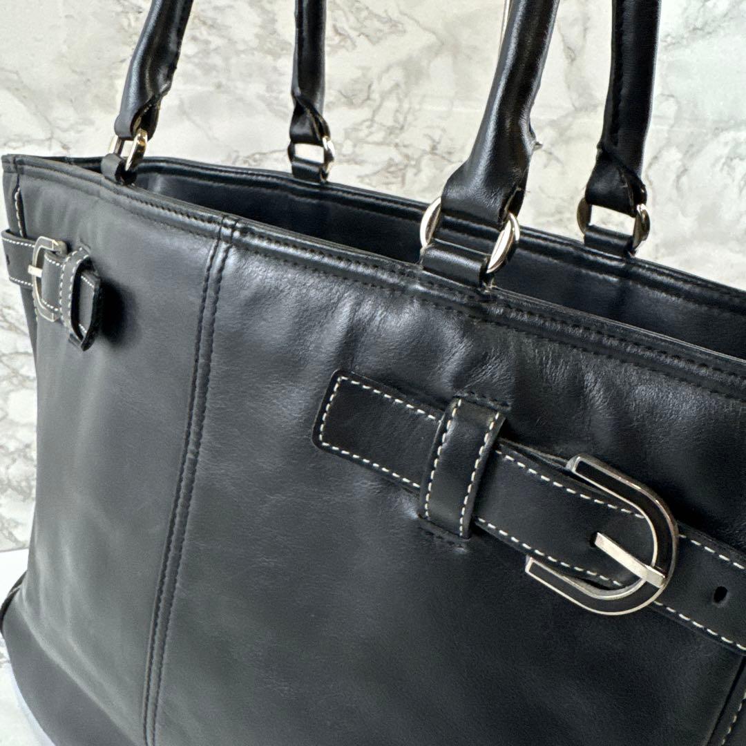 SAZABY サザビー 本革 レザー リクルート ビジネストートバッグ 黒