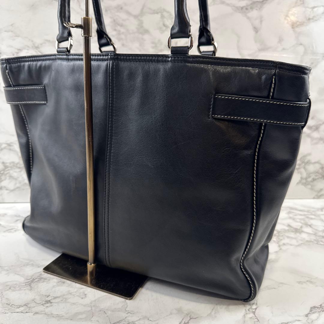 SAZABY サザビー 本革 レザー リクルート ビジネストートバッグ 黒