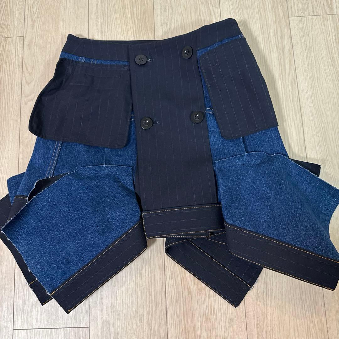 sacai 24SS ストライプデニムドッキング　ボンディングスカート　サイズ2