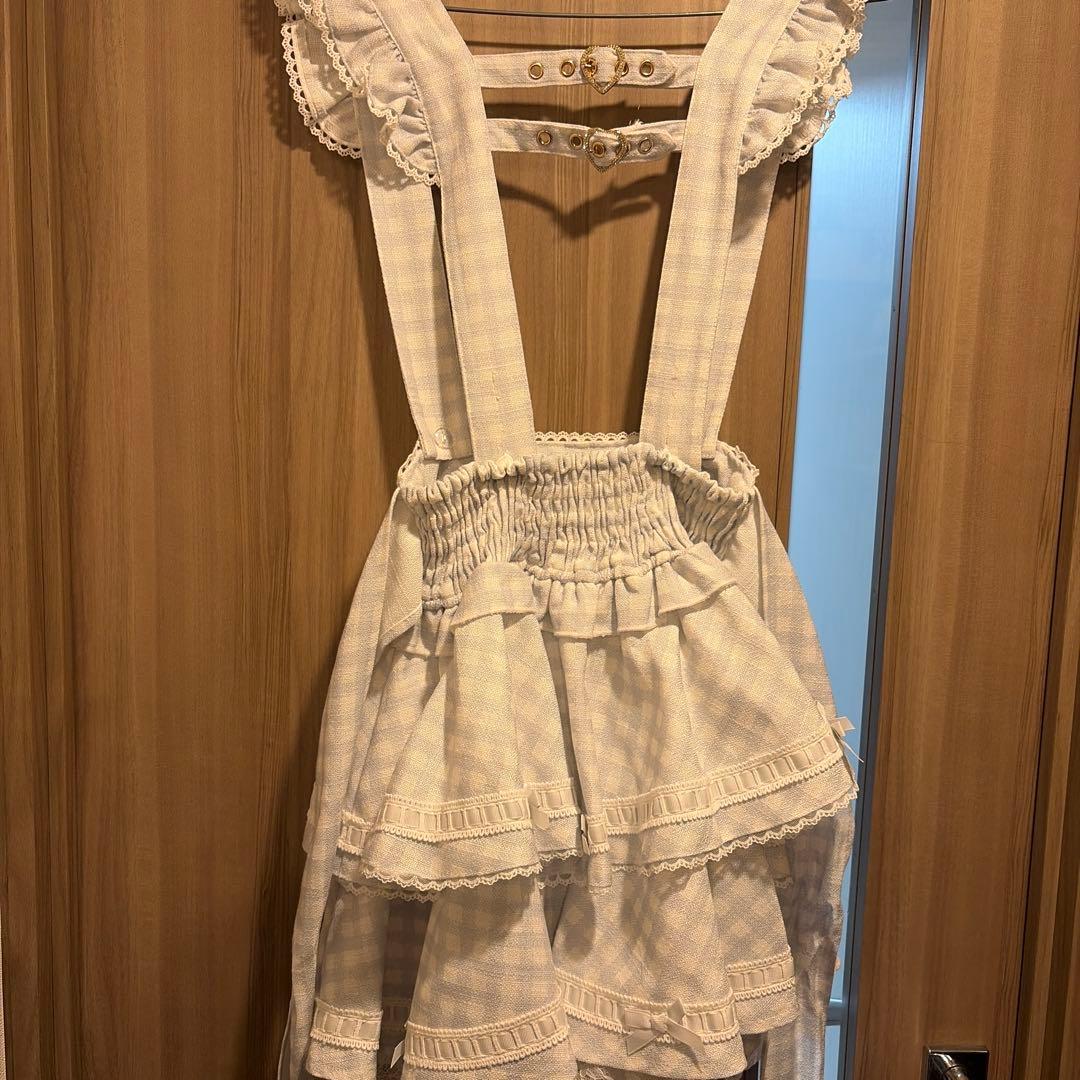 LIZLISA はしごリボンギンガムティアードスカパン ブルー　水色