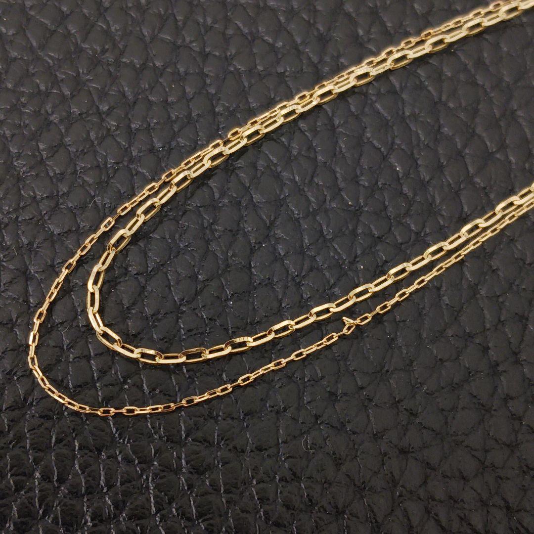 (B020212) K18 YG ネックレス あずきチェーン ２連 レディース