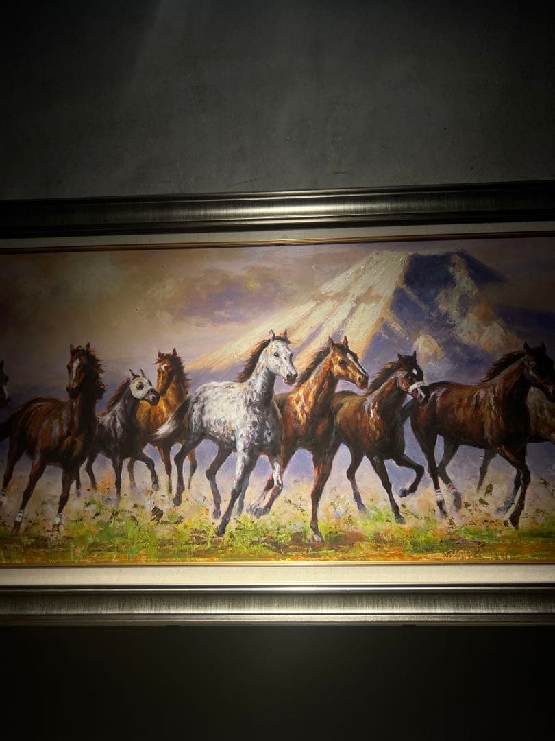 リアリズム　肉筆油彩画　【競馬】　大作