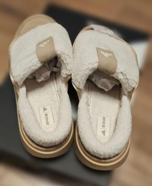 adidas★アディダス★24㎝★ボア付き★もふもふ★ブラウン★ミュール