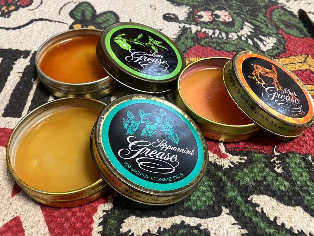 308◆油性ヤナギヤ・グリース◆3缶セット売り◆柳屋ポマード◆リーゼント