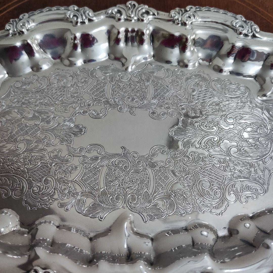 イギリス　シルバープレート　ケーキトレイ　小物入れ　ミニトレイ