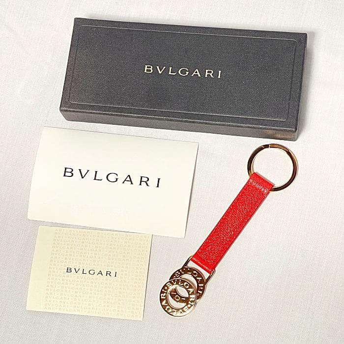 未使用 BVLGARI ブルガリ キーリング コーラル オレンジ系 箱付き