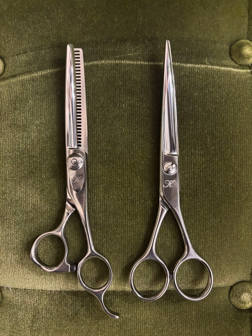 プロ用 6インチ メガネタイプ カットシザー 逆刃 セニングシザー の2本セット