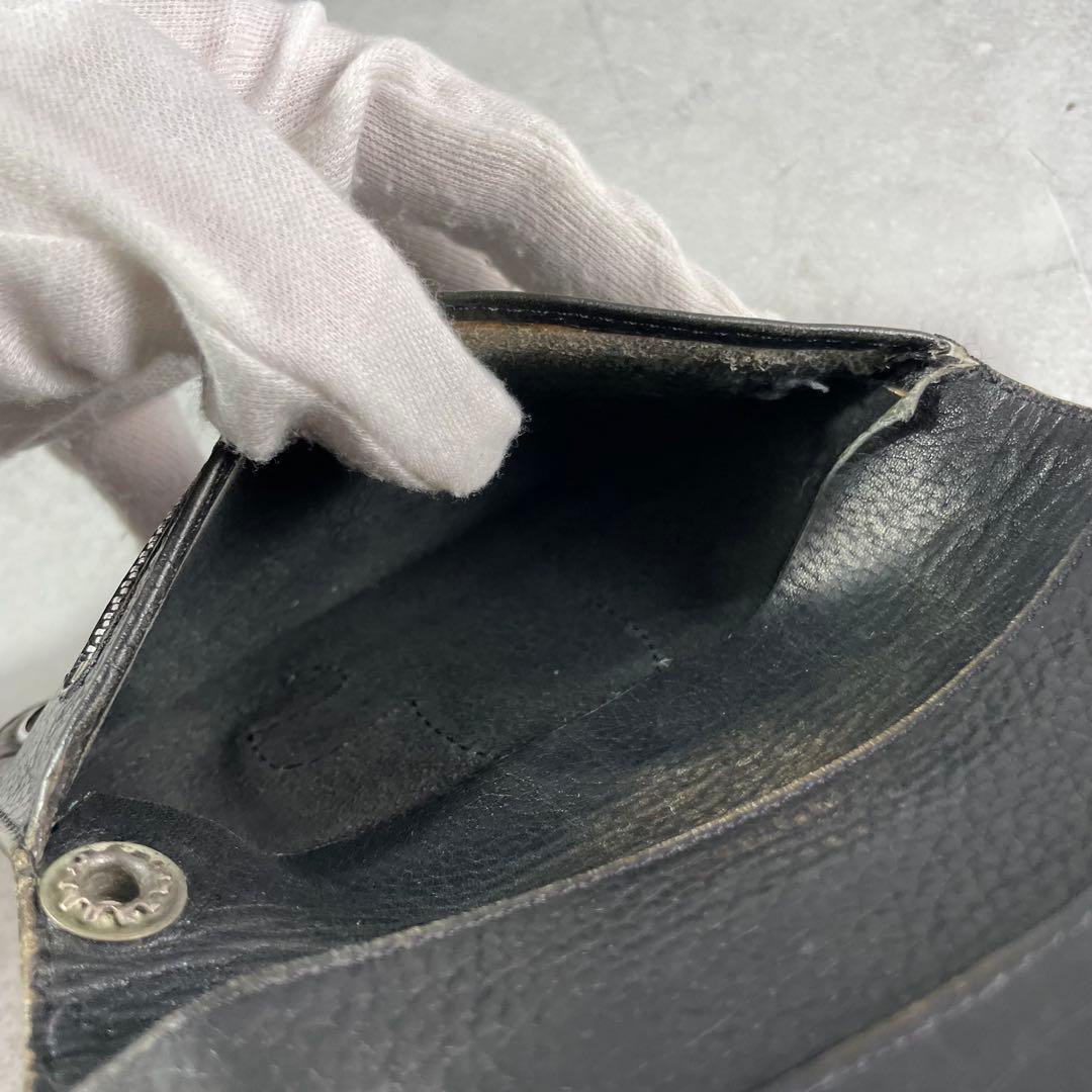 美品✨ A&G 折財布 コンチョ 金具 トラッカーウォレット レザー ブラック