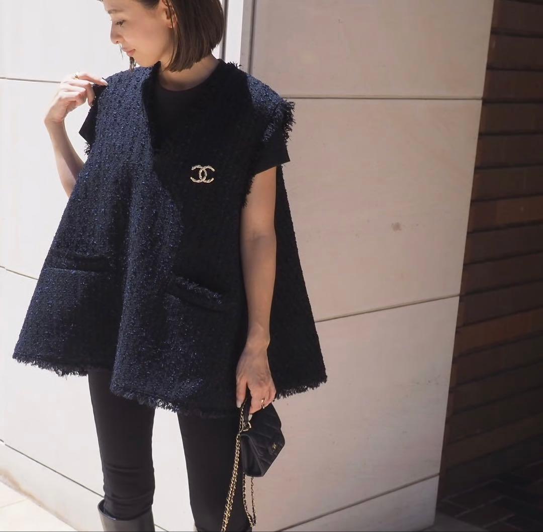 【極美品】Heve ツイードジレ　ネイビー