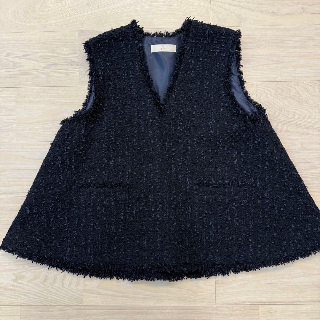 【極美品】Heve ツイードジレ　ネイビー