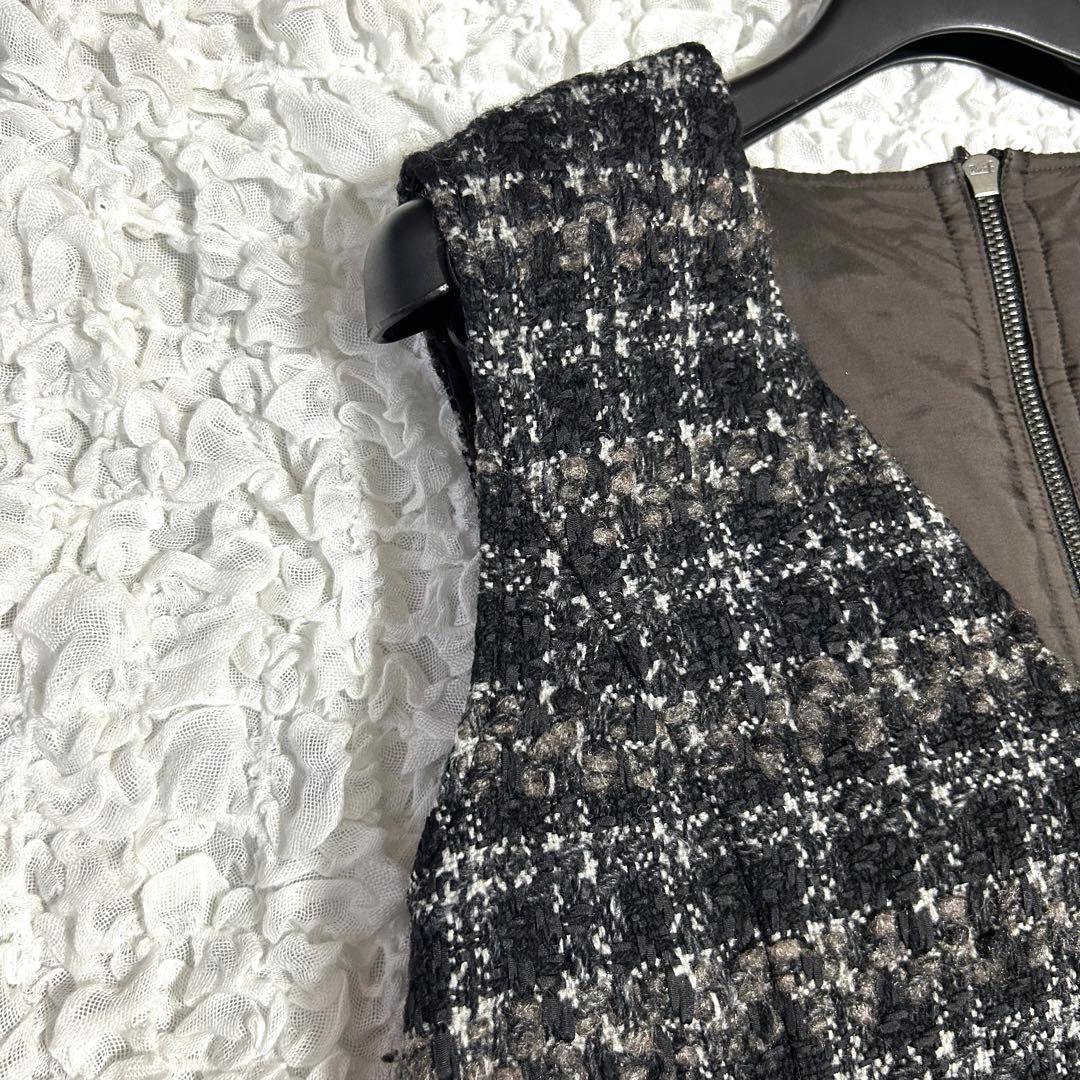 極美品✨定価15.3万 フォクシー 秋冬に◎ ツイード レザー ワンピース 40