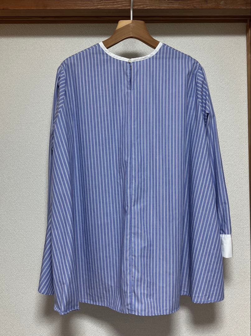 OUR シワになりにくい播州織フレアブラウス