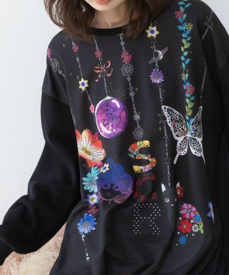 ScoLar 153764：スカラーガーランド柄裏毛チュニック