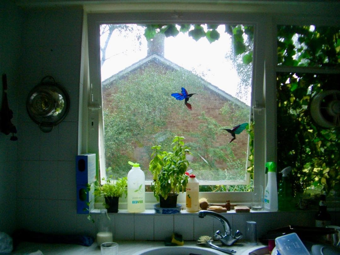 ヴィンテージ　ハチドリ　ハミングバード　アメリカ製　ステンドグラス　オーナメント