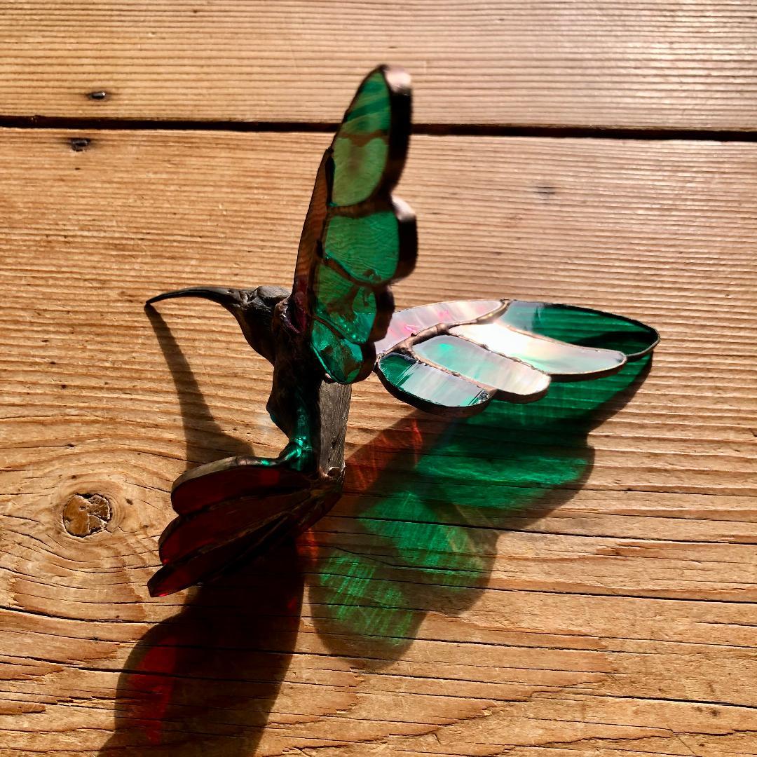 ヴィンテージ　ハチドリ　ハミングバード　アメリカ製　ステンドグラス　オーナメント