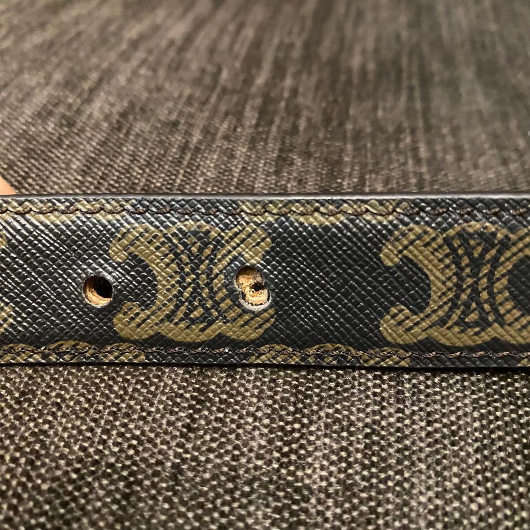 CELINE トリオンフダークブラウン レザー ベルト