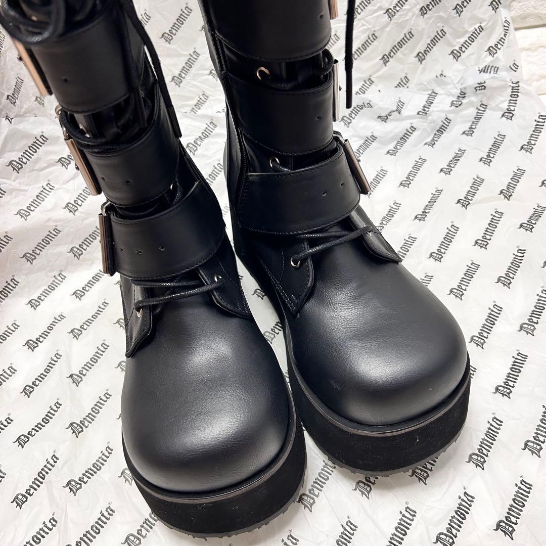 新品未使用⭐️Demonia デモニア 厚底 ブーツ 黒25cm M7
