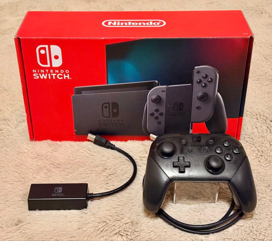 【美品】Nintendo Switch グレー +Proコンセット