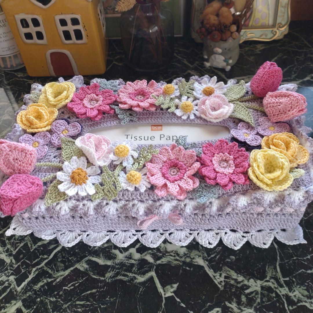 さちこ様ティッシュボックスカバーかぎ編み生活道具レース編みドイリー
